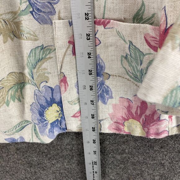 Inception Blazer Women L Large White Floral Collared Long Sleeve One Button - Picture 5 of 6